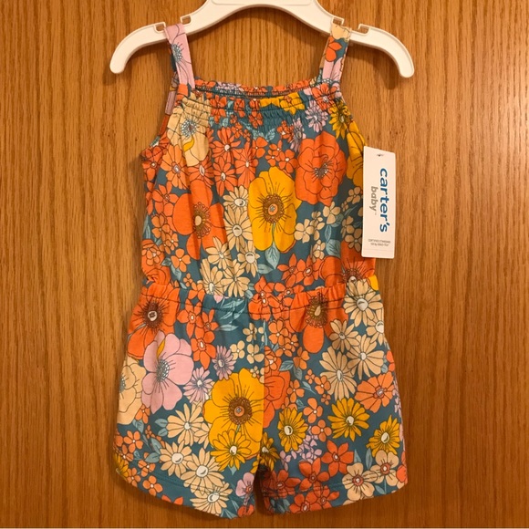 Carter's Other - NWT Carter’s Floral Romper, Orange, Teal, Lavender